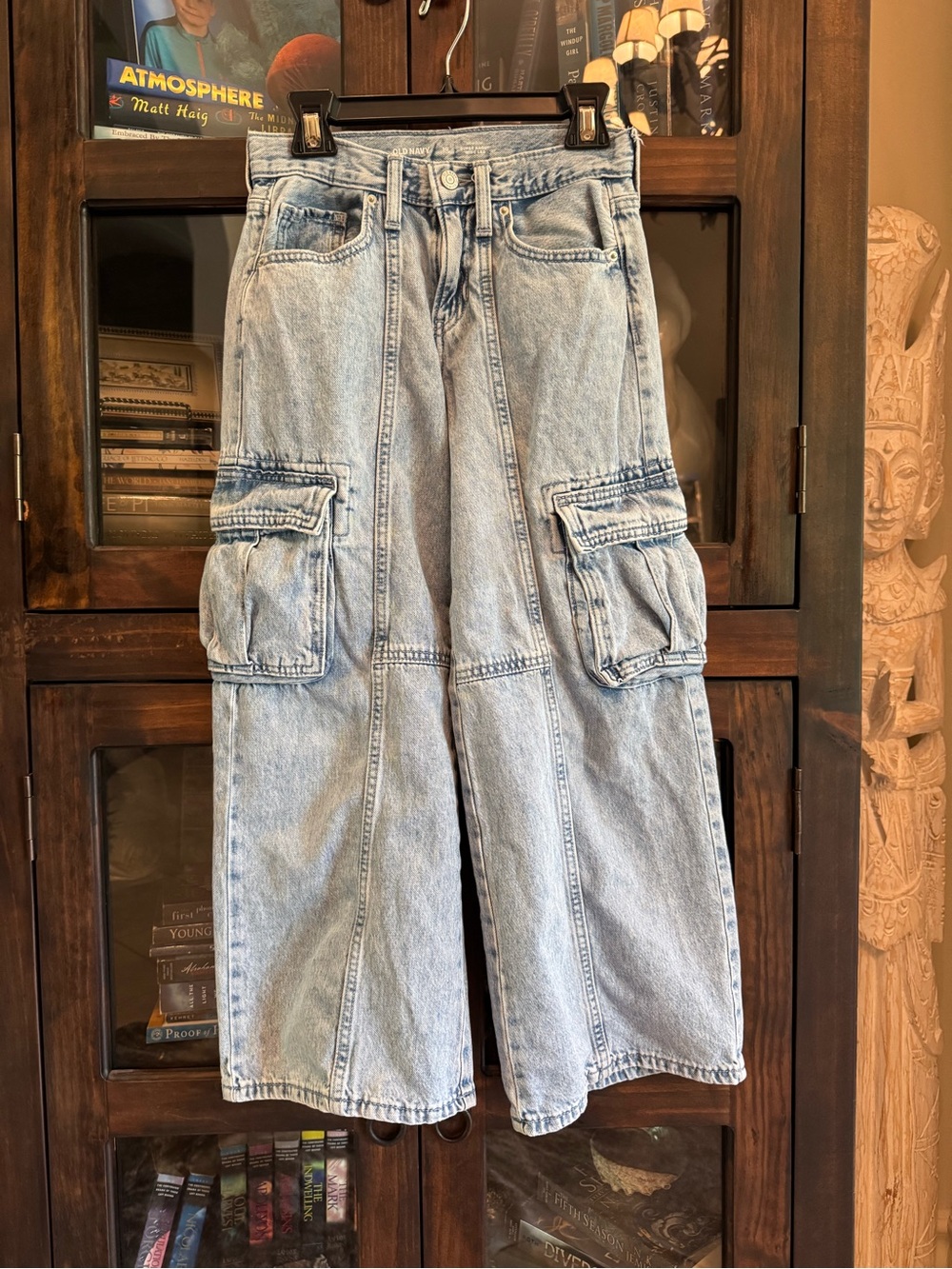 Old Navy Light Blue Wide Leg Denim Cargo Jeans